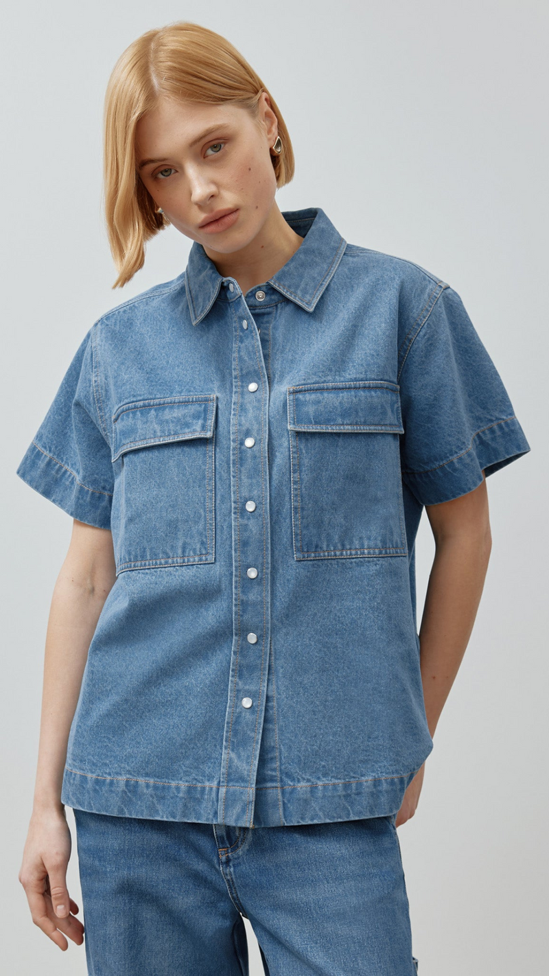 Denim Short Sleeve Shirt by Albaray