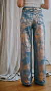 High Waisted Upcycled Copper Metallic Flare Jeans