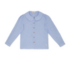 Claudine Linen Blouse in Baby Blue Stripe by Ma + Lin