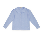 Claudine Linen Blouse in Baby Blue Stripe by Ma + Lin