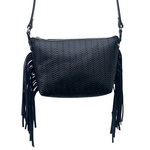 Arete Black Fringed Crossbody Bag by Antigone