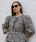 Bethany Tie Front Blouse In Cotton Leopard by The Well Worn