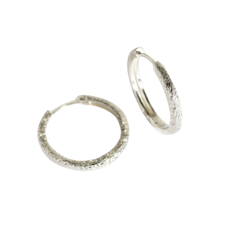 Antique Textured Large Silver Hoop Earrings by Claire Hill