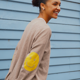 Smile Patch Cashmere Blend Sweater in Toast