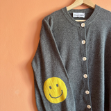 Smile Patch Cashmere Blend Cardigan in Grey