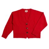 Lucy V-Neck Cropped Cardigan in Red