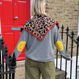 Smile Patch Cashmere Blend Sweater in Grey