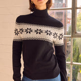 Merino Wool Snowflake Fairisle Polo Neck Jumper