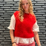 Monika Cropped Mohair Vest in Red