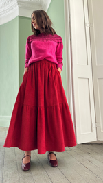 Red Corduroy Petticoat Skirt by Justine Tabak