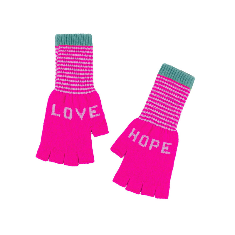 Fingerless Love Hope Gloves in Neon Pink by Quinton + Chadwick