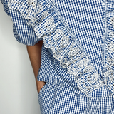 Peggy Broderie Cotton Short in Blue Gingham