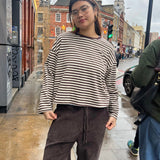 Anna Striped Long Sleeve T-Shirt in Brown