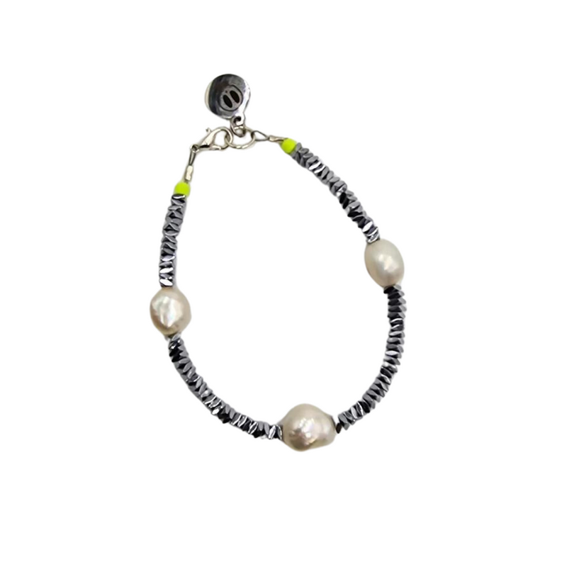 Silver Pearl & Hematite Bracelet by Bella Riley