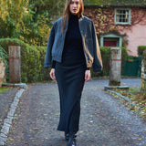 Aldgate Black Satin Maxi Skirt