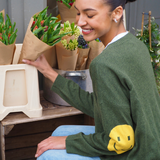 Smile Patch Cashmere Blend Sweater in Khaki