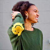 Smile Patch Cashmere Blend Sweater in Khaki