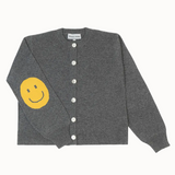 Smile Patch Cashmere Blend Cardigan in Grey