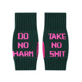 Do No Harm Take No Shit Wrist Warmers in Evergreen