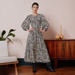 Abstract Mono Print Shirred Bodice Dress by Albaray