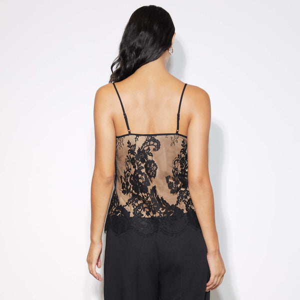 Lace Scallop Camisole Top Black by Albaray