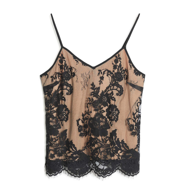 Lace Scallop Camisole Top Black by Albaray