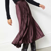 Satin Pleat Skirt In Burgundy by Albaray