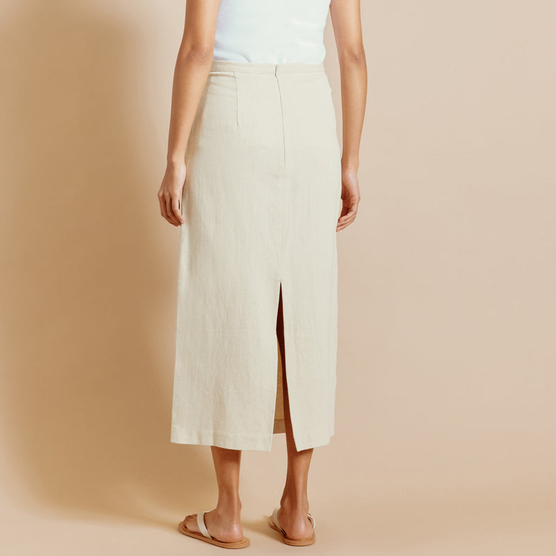 Linen Twill Pencil Skirt by Albaray