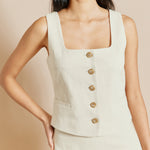 Linen Twill Button Waistcoat by Albaray