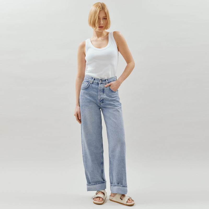 Turn Up Jeans in Light Wash by Albaray