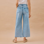 Light Wash Cropped Wide Leg Jeans by Albaray