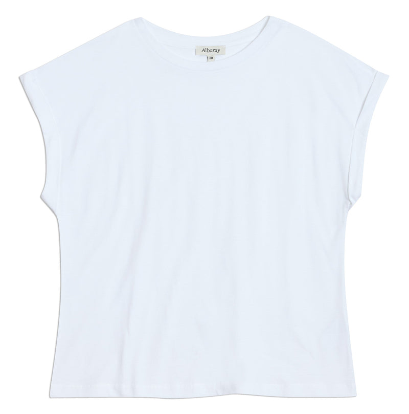 White Roll Back T Shirt by Albaray