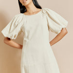 Linen Twill Puff Sleeve Dress by Albaray