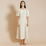 Linen Twill Puff Sleeve Dress by Albaray