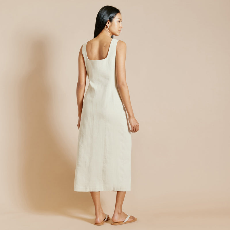 Linen Twill Button Through Dress by Albaray