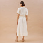 Woven Mix T Shirt Dress Cream by Albaray