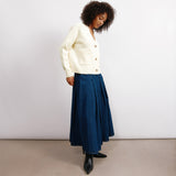 Cream Wool Blend V Neck Cardigan