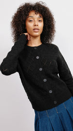 Black Pointelle Cardigan by Albaray