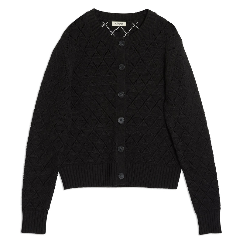 Black Pointelle Cardigan by Albaray