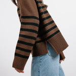 Chocolate Stripe Turtle Neck Jumper by Albaray