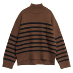 Chocolate Stripe Turtle Neck Jumper by Albaray