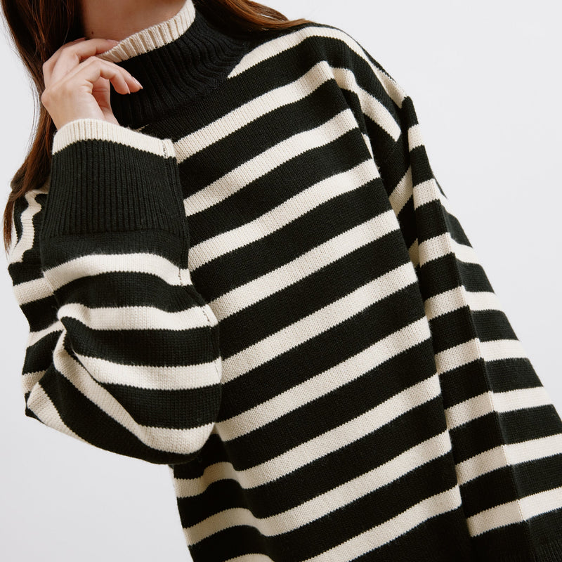 Black Stripe Turtle Neck by Albaray