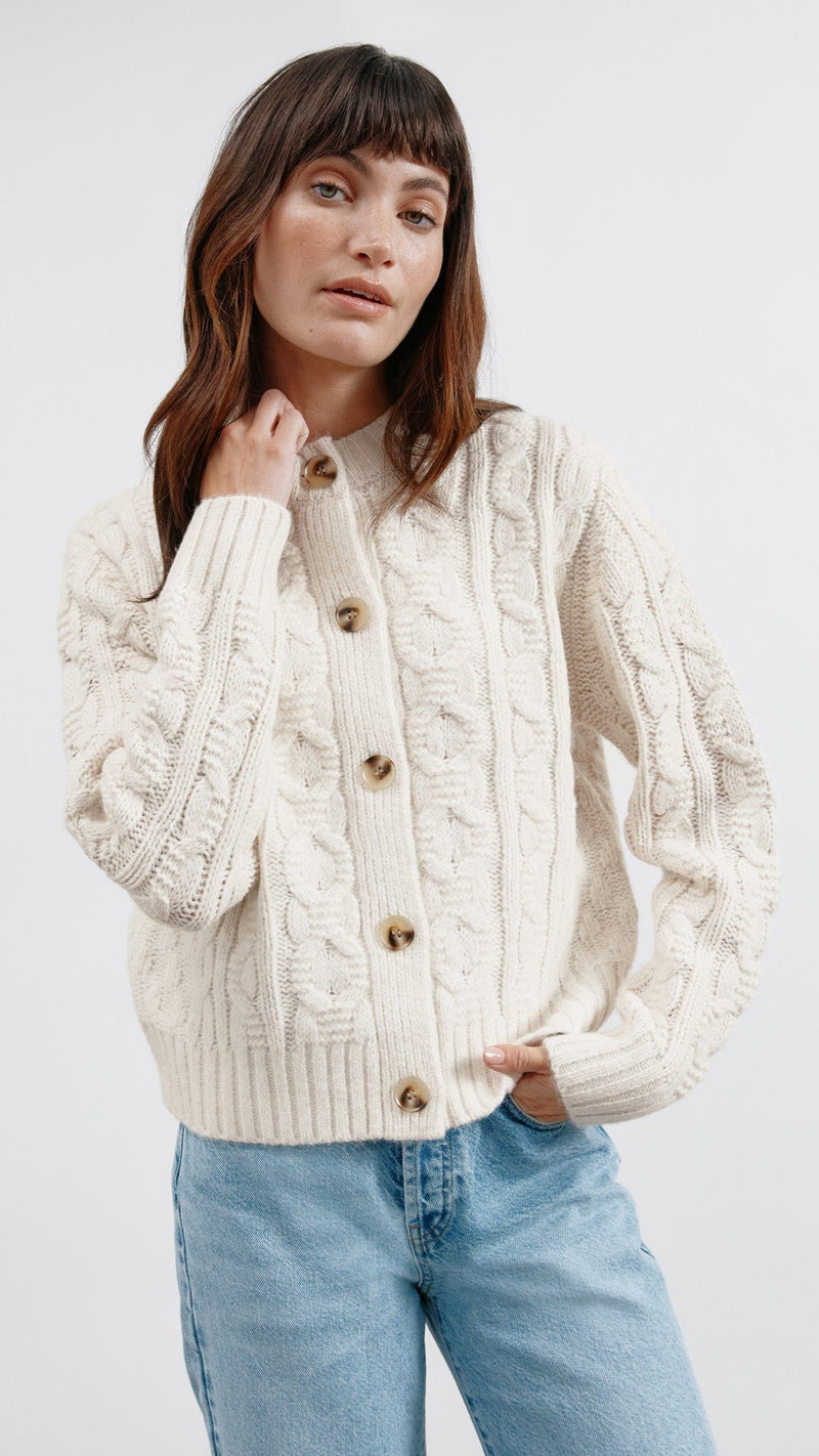 Cream Cable Cardigan by Albaray