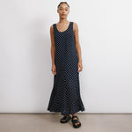 Navy and Cream Spot Maxi Dress by Albaray