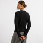 Black Cotton & Cashmere Blend Crew Neck by Albaray