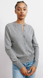 Grey Cotton & Cashmere Blend Cardigan by Albaray