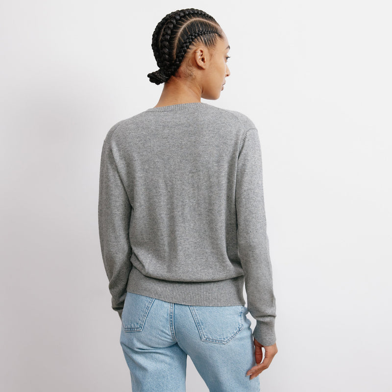 Grey Cotton & Cashmere Blend Cardigan by Albaray