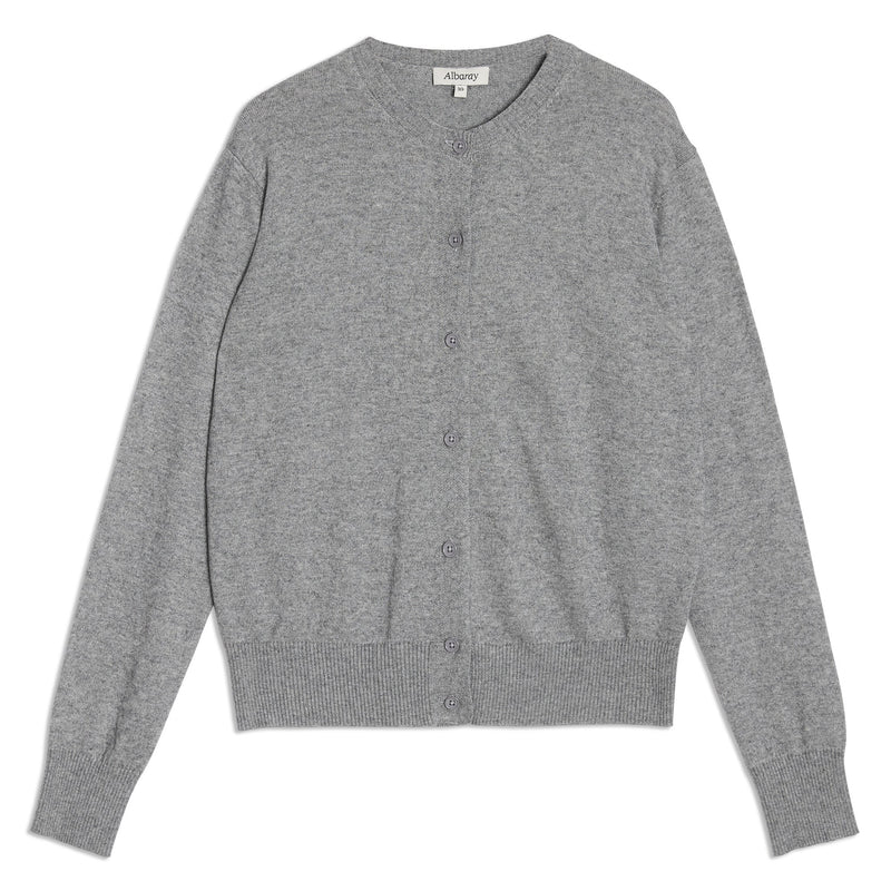 Grey Cotton & Cashmere Blend Cardigan by Albaray