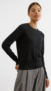 Black Cotton & Cashmere Blend Cardigan by Albaray