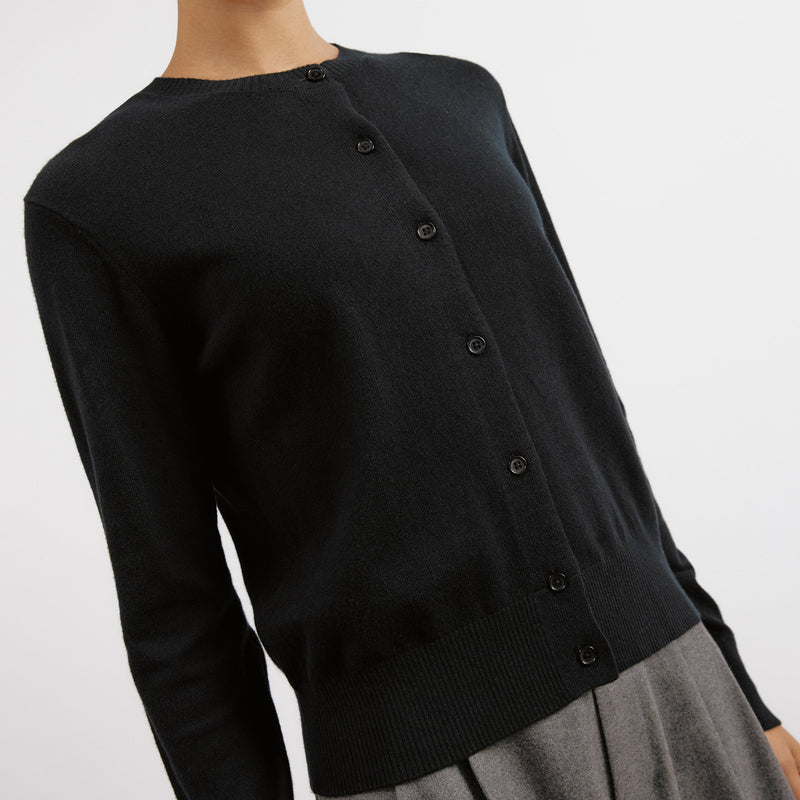 Black Cotton & Cashmere Blend Cardigan by Albaray